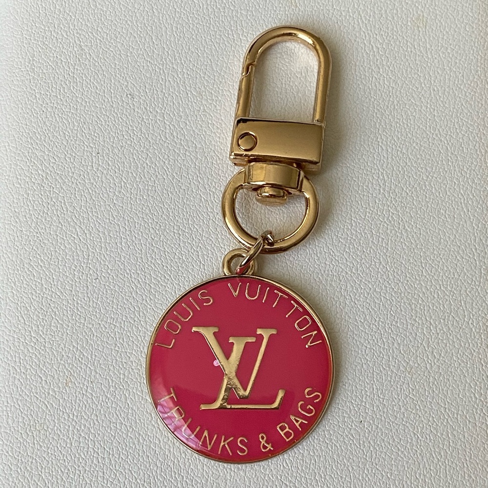 SOLD Authentic vintage Louis Vuitton trunk charm hot pink